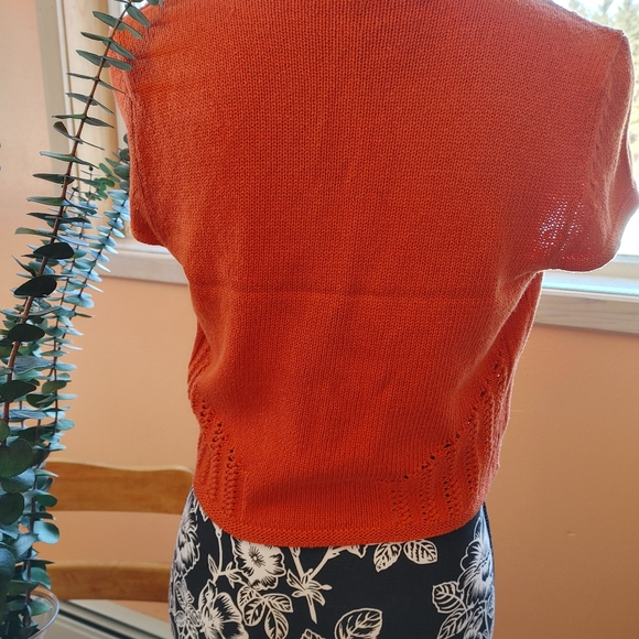Orange Crop Fun Button Summer Sweater Medium - Picture 4 of 7